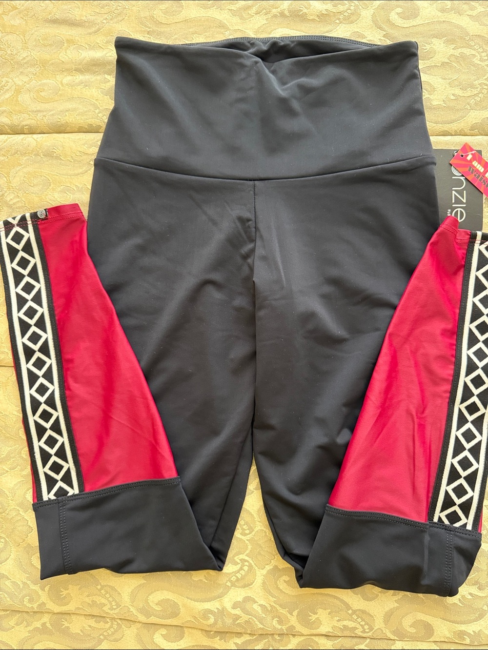 Eve Black Leggings with Red Side Panels size S/M